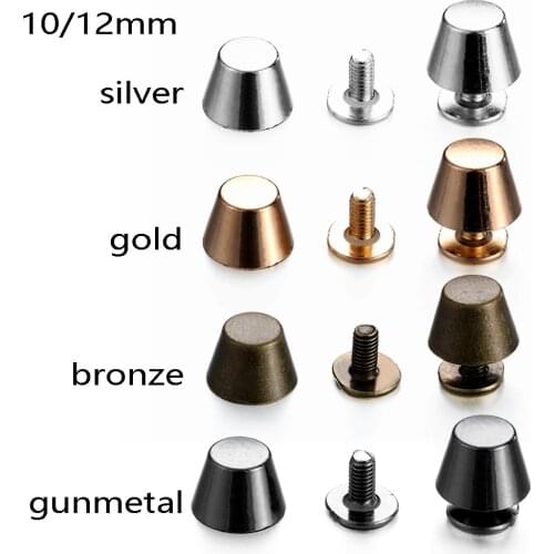 10Sets 10mm/12mm Screw Back Rivets Studs Metal Bucket Shape Nail Stud for Garment Leather Craft DIY Belt Wallet Decoration Parts