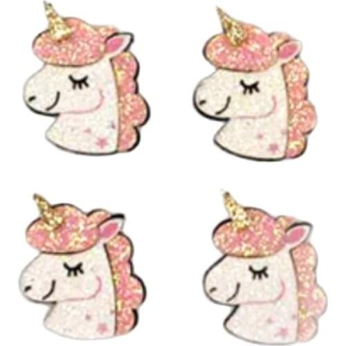 10pcs/lot Kawaii Glitter Patches Cartoon Childrens Printed Unicorn Hair Accessories Material DIY Handmade Decoration Patch