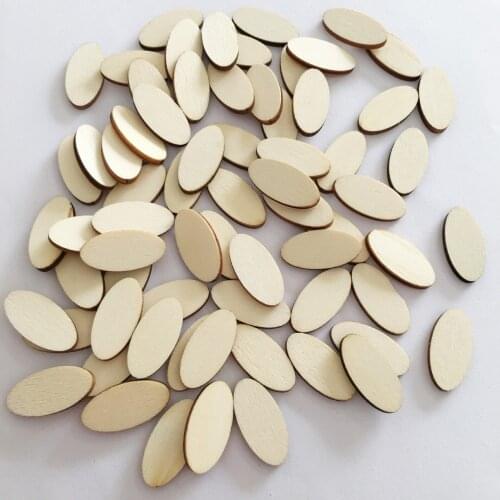 100pcs Natural oval Wood chips DIY Handmade wooden board Material Beads
