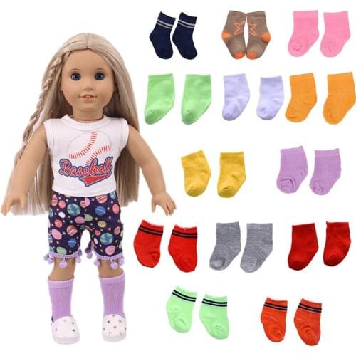 15 Colors Doll Socks For 18 Inch Girl Doll & New Born Baby 43 cm & 35-42 cm Nenuco,Our Generation,Doll Clothes Accessories
