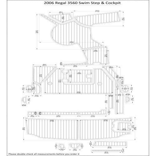 2006 Regal 3560 Swim Step & Cockpit Pad Boat EVA Teak Decking 1/4" 6mm
