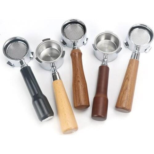 Coffee Machine Handle Filter 51mm Bottomless Modified Handle Three-Ear Solid Wood Handle Basket Filter Screen For Coffee Machine