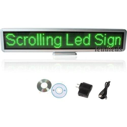 56cm SMD Programmable LED Message Sign Scroll Display Desk Advertising Board 16x128-Green Display
