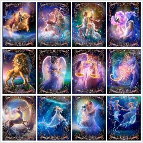 5D Full Square Round Diamond Painting Animal Constellation Cartoon Diamond Embroidery Cross Stitch Mosaic Home Decoration