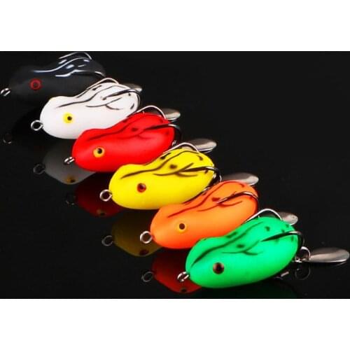6Pcs/Set Simulation Fishing Lure Frog Fish Fishing Bait Soft Lure with Hook Swivel Plate Artificial Tackle Fishing Accessories