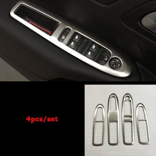 For Citroen C4 2016 Accessories Stainless steel Car Door and window glass lifting switch Cover Trim sticker car styling