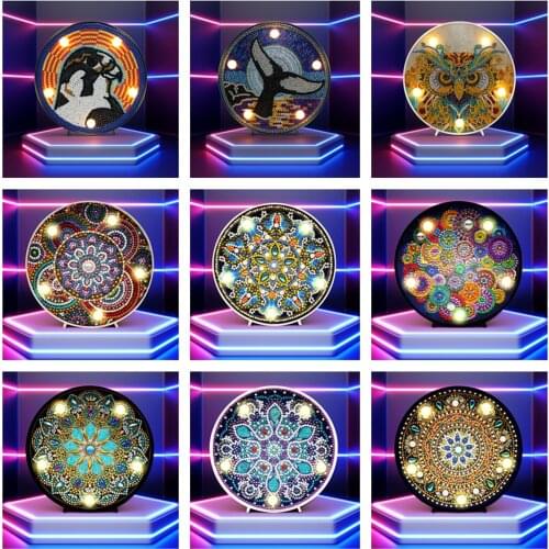 Diamond Painting LED Lamp Diamond Mosaic 5D DIY Special Shaped Drill Animal Mandala Embroidery Art Light Ornaments Handicrafts