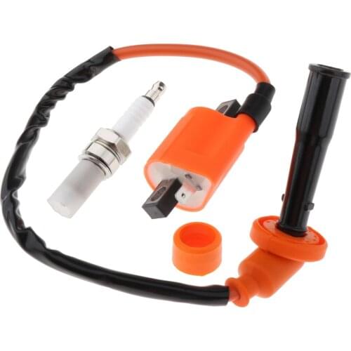 ATV UTV Ignition Coil W/ Spark Plug, Black For Yamaha Raptor YFM660R 2001-2005 Replaces 3KJ-82310-10-00