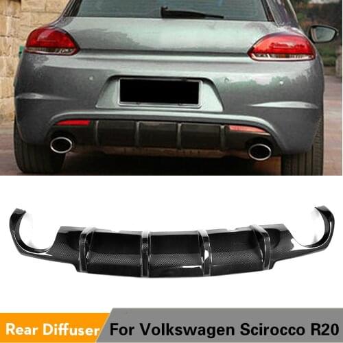 Car Rear Bumper Diffuser Lip Spoiler for Volkswagen VW Scirocco R20 Bumper 2009 - 2016 Carbon Fiber / Black FRP Bumper Guard
