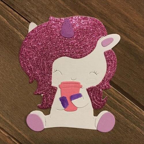 Unicorn Hold Coffee Winter Metal Cutting Dies Embossing Stencils For DIY Photo Album Decor Greeting Paper Card Making Crafts