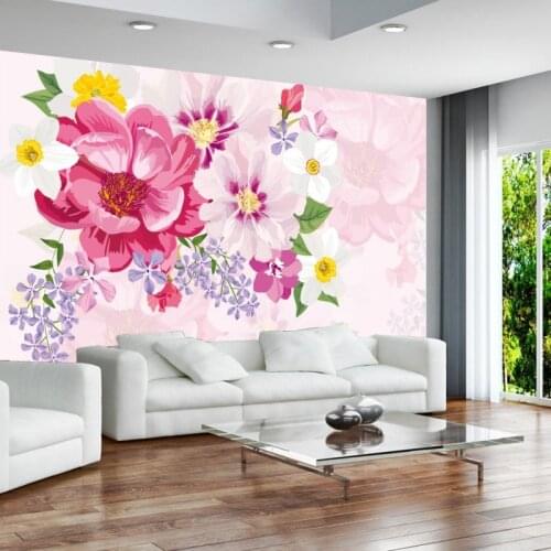 Photo wallpaper Modern hand painted floral pastoral mural living room mural TV background wall bedroom hotel custom wallpaper