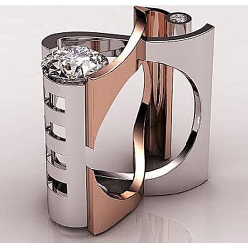 2020 Hot Two Style Geometry Zircon Cross Hollow Rings For Women Designer Double Color Female Jewelry Birthday Party Gifts