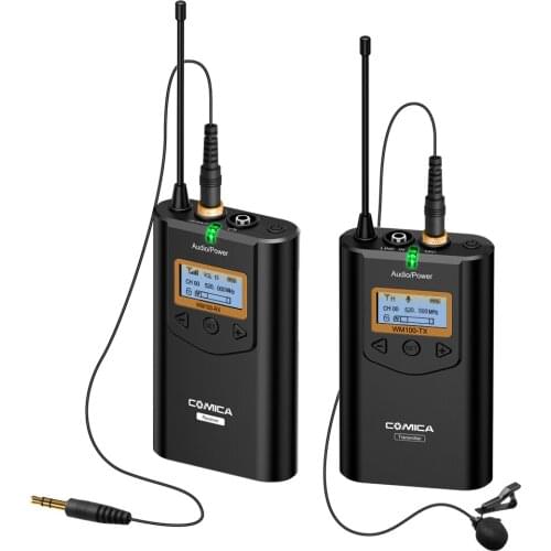 Comica CVM-WM100 UHF 48 Channels Wireless Lavalier Lapel Microphone System Kit for Canon Nikon DSLR Cameras and Smartphones etc