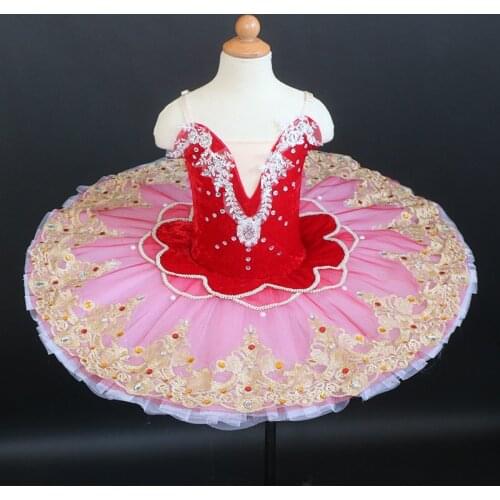 Red Ballet Tutus For Adults Kids Girls Professional Ballet Tutu Ballerina Dress Women Pancake Tutu Stage Dancing Costume Dress