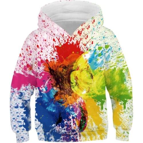 Oil Print Boys Girls Cosplay Hoody Outerwear Kids Hooded Sweatshirt Clothes Children Pullover Tops Teenagers Soprt Wear