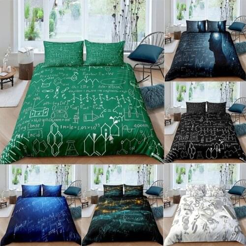 Mathematics symbol Pattern Print Bedding Set Queen Children Student Duvet Cover 2/3pcs Bedclothes Home Textiles Luxury Bedspread