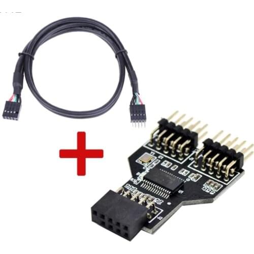 Motherboard USB 9Pin Interface Header Splitter 1 to 2 Extension Cable Adapter 9 Pin USB HUB USB 2.0 Connectors for RGB Bluetooth