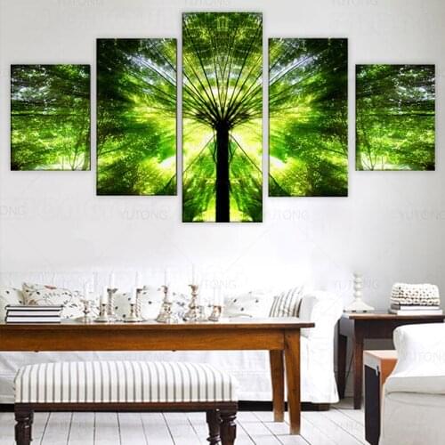 Art Canvas Modular Living Room Pictures 5 Panel Bamboo Landscape Plant Prints Poster Modern Wall Cuadros Painting Home Decor