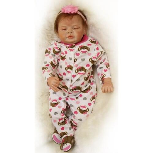 Nicery 20-22inch 50-55cm Bebe Reborn Doll Soft Silicone Boy Girl Toy Reborn Baby Doll Gift for Children Monkey Eyes Closed