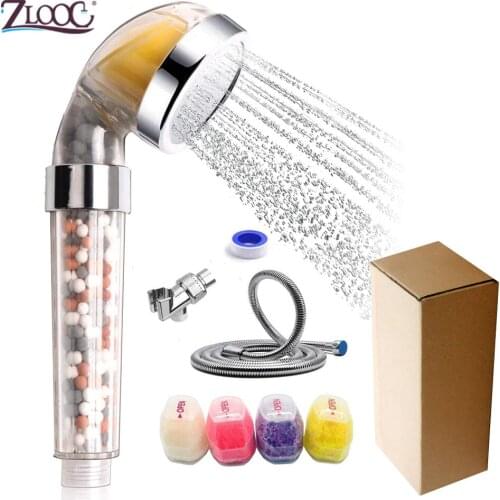 Zloog Bathroom Vitamin C/Lemon/Lavender Shower Head with Ionic Mineral Beads Shower Filter High Pressure Handheld SPA Shower