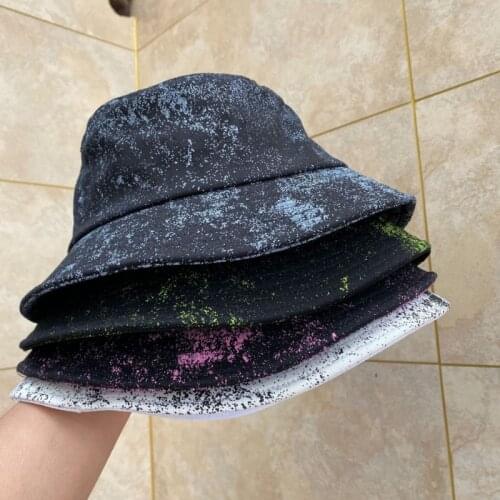 Retro Fisherman Hat Men and Women Tie-dye Graffiti Bucket Hat Korean Solid Color Mountaineering Outdoor Sunscreen Panama Hat