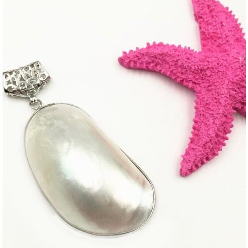 Fashion Natural White Mother Shell Of Pearl Pendant Oval Shape 30x58mm Crafts Pearls Pendants Jewelry Findings Accessories A106