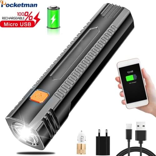 Portable Small Flashlight USB Rechargeable Flashlight With Output Power Bank Function Flashlight Torch With Built in Battery