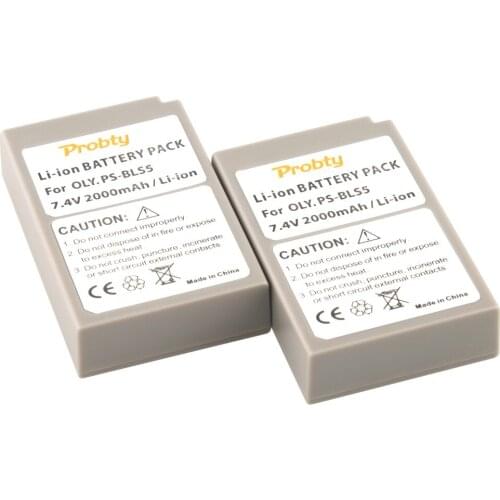 PROBTY 2PCS PS-BLS5 PS BLS5 BLS-1 Battery for Olympus E-PM2 OM-D E-M10 E-M10 II Stylus1 EPL1 EPL2 EPL3 EPL5 EPL6 E-PL7