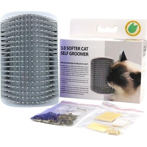 Cat Self Groomer Wall Corner Massage Comb Cat Corner Groomer Brush Tool With Catnip For Cats With Long And Short Fur With Box
