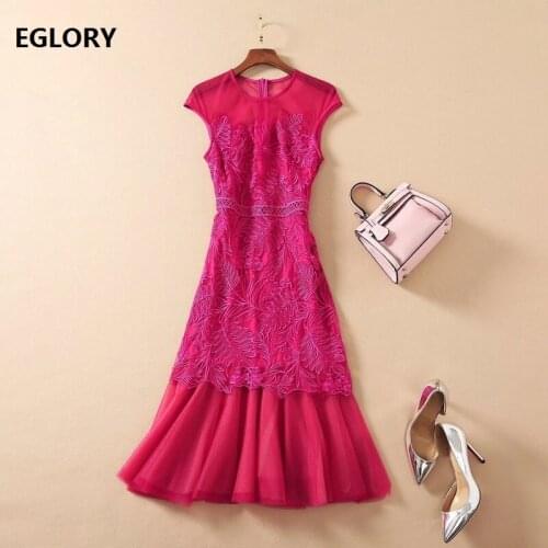 Luxury Dress 2021 Spring Summer Party Special Occasiosn Vestidos Women O-Neck Sexy Tulle Mesh Embroidery Sexy Mermaid Dress