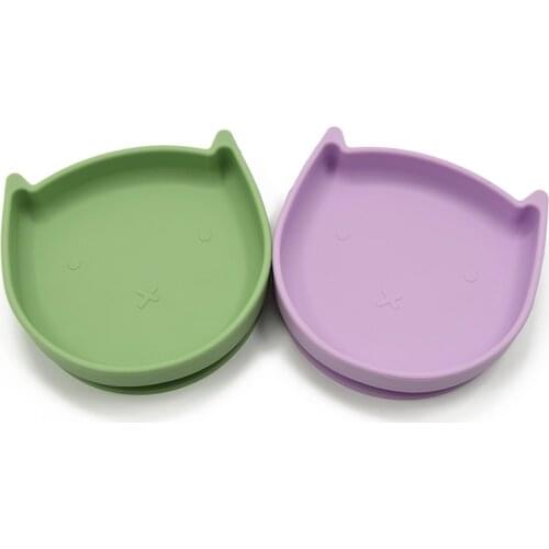 New Design Baby Plate Silicone Anti-flip Suction Bowl Feeding Tableware for Kid BPA Free Wooden Spoons Food Grade Silicone