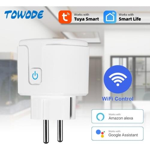 TOWODE WIFI Smart Power Socket Tuya APP Control Power Monitor Timing Function 16A SmartLife APP Control Works With Alexa Google
