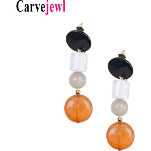 Carvejewl Drop dangle earrings cute romantic multi color round resin beds short earrings for women girl jewelry Korean earrings