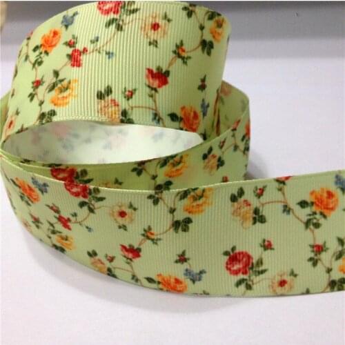 Pick Size 9 16 22 25 38 50 75 mm width Flower Printed Grosgrain Ribbon or Satin Ribbon F031