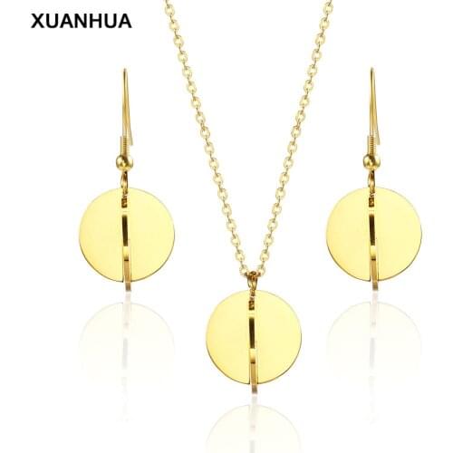 XUANHUA Stainless steel Fashion Womens clothing Accessories Bohemian Necklace earrings set jewellery sets gifts for women 2019