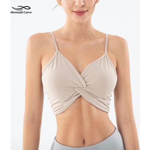 Woman Sexy Camisole Design Sports Bra Workout Jogging Push up Womens Shockproof Bowknot Element Fitness Gym Yoga Bras