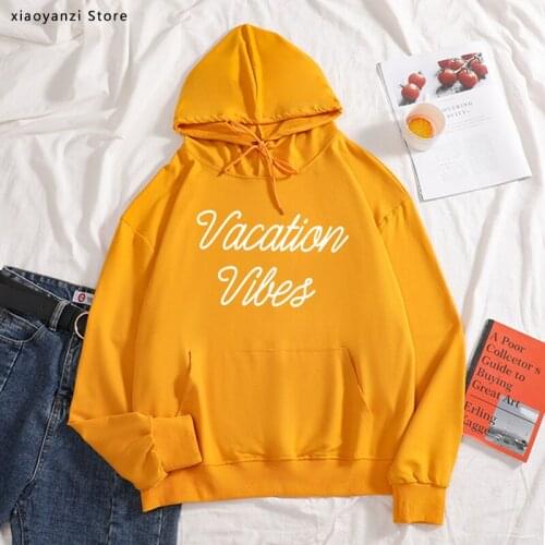 Vacation Vibes Women hoodies Cotton Casual Funny sweatshirts For Lady Girl pullovers Hipster OT-150