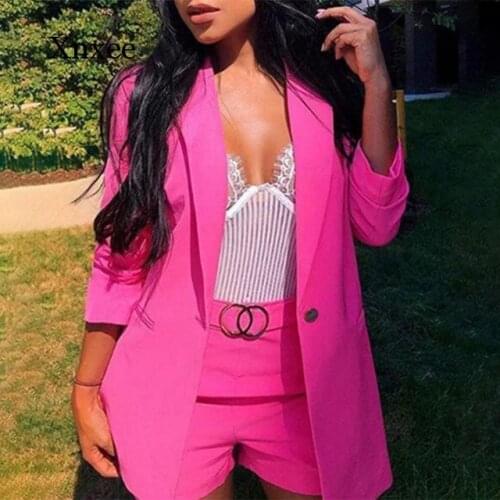 Summer Women Pantsuits Custom Made 2 Piece Short Pants Jacket Formal Uniform Ladies Work Wear Blazer Outfit Pantsuit Clothing