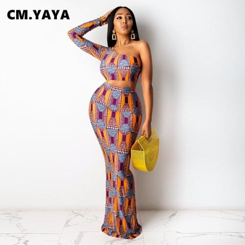 CM.YAYA National Style Paisley Mermaid Midi Maxi Skirts Set for Women Vintage Beach Crop Tops Matching Two 2 Piece Set Outfits