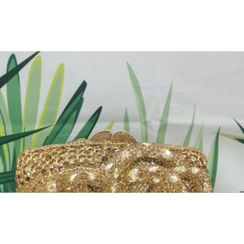 Girl Green/Gold/Purple Crystal Evening Bag Clutches Rhinestone Diamond Shoulder Chain Handbags For Women Party Phone Clutches