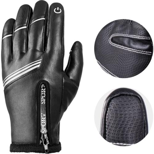 Winter Thermal Screen Touch Warm Bike Gloves Fleece Cycling Bicycle Glove Men Sports Lycra Leather PU waterproof glove windproof