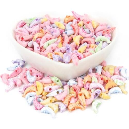 100pcs/lot Mixed Dolphin Acrylic Beads Charm Loose Spacer Beads For Jewelry Making DIY Needlework Bracelet Accessories