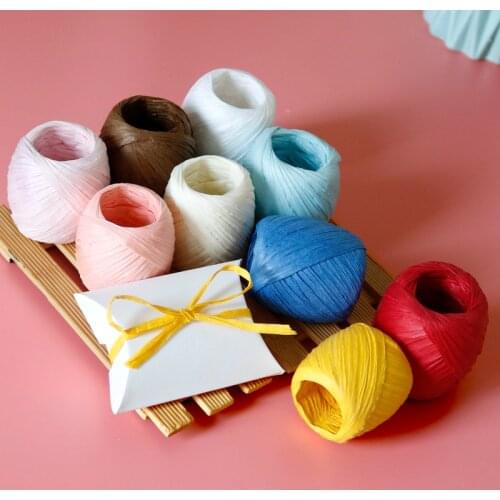 20M Roll Multi Color Natural Zakka Raffia Ribbon Cord Raffia Yarn Paper Yarn Crochet Yarn Nice for Gift Packing and DIY Project