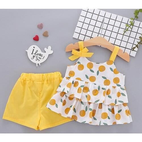 2021 Girls Clothing Sets Summer Kids Clothes Floral Halter+ Shorts Children Clothing