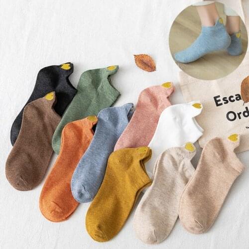 2021 New 4 Pairs Ankle Women Cotton Color Sock For Girls Novelty Cute Heart Funny Sock Summer Fashion Cartoon Print Short Socks