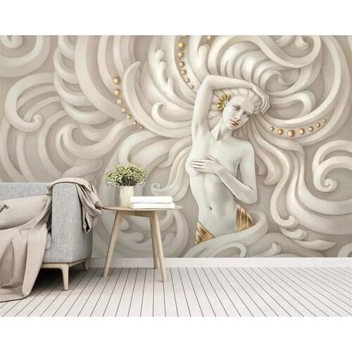 Beibehang 3d wallpaper three-dimensional embossed beauty sculpture angel sexy woman mural 3d living room bedroom TV background