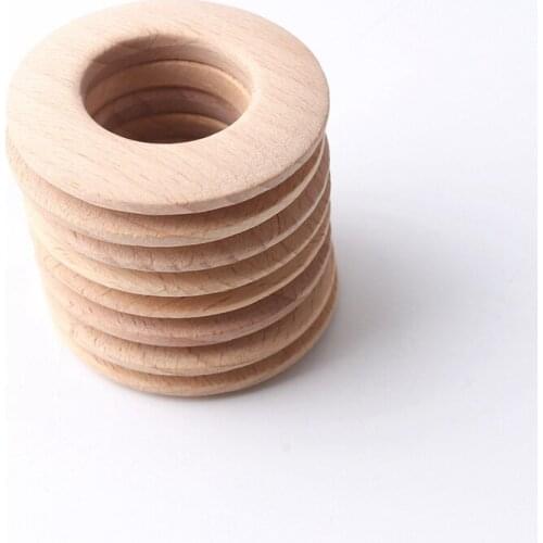 5pcs50mm Original Wooden Teether Wood Ring Donuts Beech Wood Round Garden Decor Jewelry DIY Crafts Accessories Baby Teether Toys