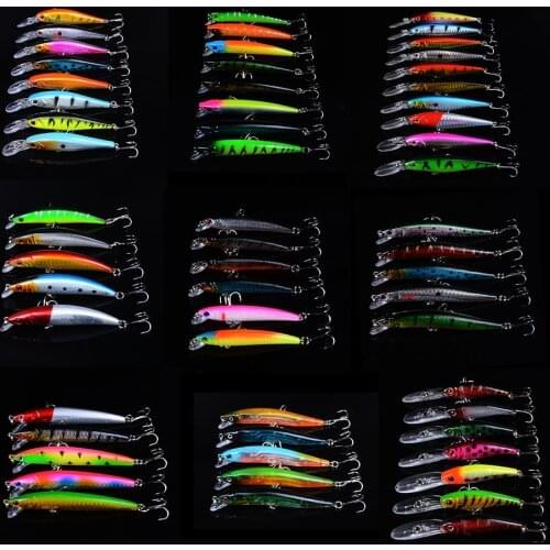 64pcs Mixed Fishing Lure Set Artificial Fishing Lure Kit Wobblers Minnow Crankbait Fishing Fishing Hard Bait 3D Eyes