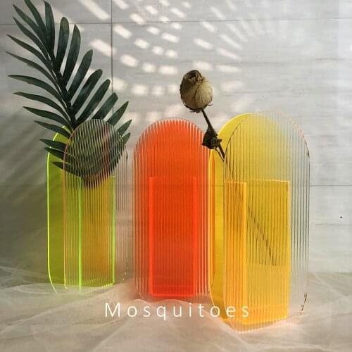 Acrylic Vase Dry Flower Ornaments Creative Art Corrugated Dining Table Vase Decorative Flower Utensils Are Simple And Fresh