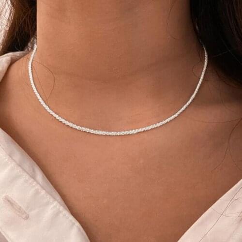 Shiny Starry Choker Necklaces for Women Female Simple Silver Color Clavicle Chain Chocker Necklace Collars Collier Jewelry